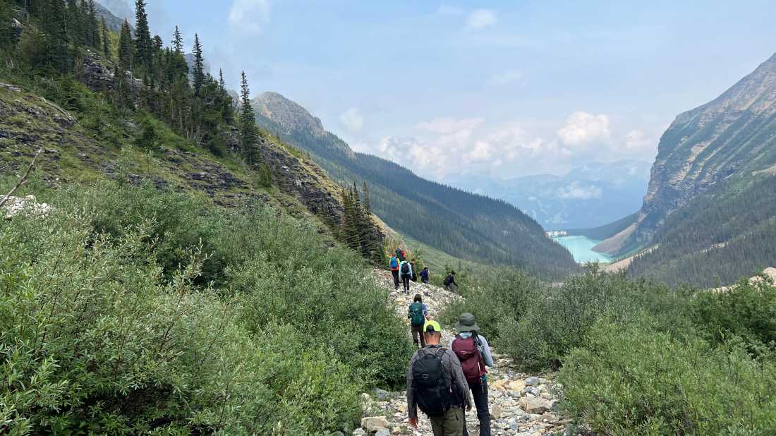 Descending towards Lake Louise from the Plain of Six Glaciers Tea House | Kalaya Mckenzie