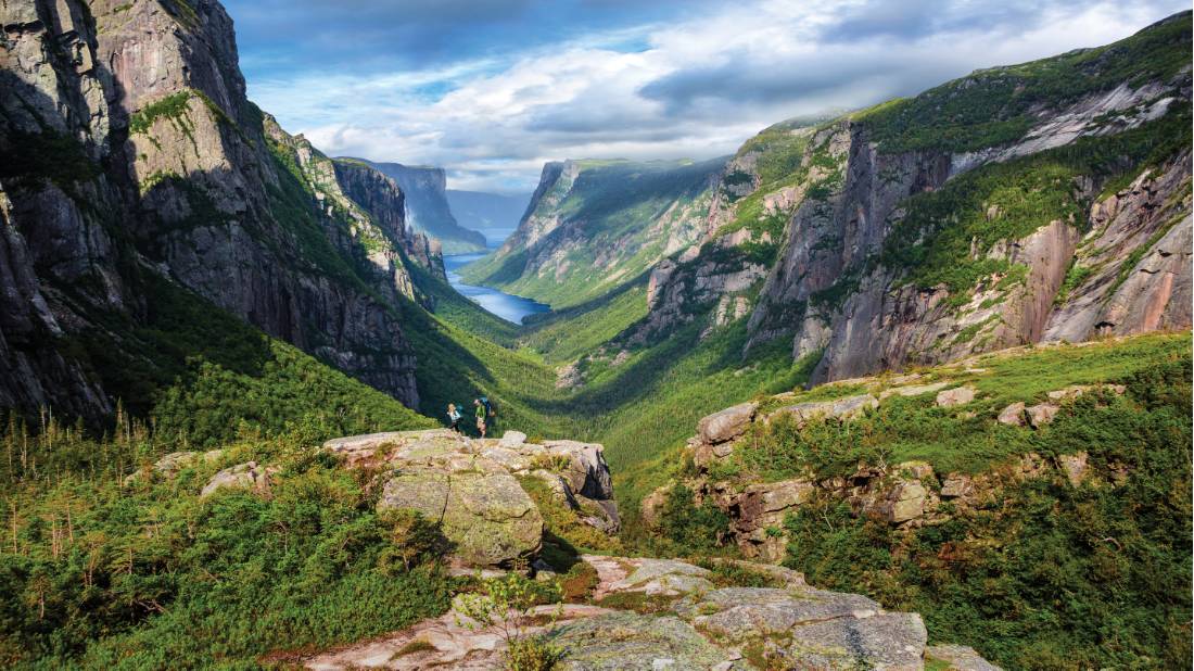 Taking in the view atop Western Brook Pond Fjord | <i>Barrett & Mackay Photo</i>