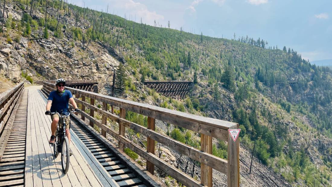 The views are spectacular as you cycle high along the winding Myra Canyon | <i>Rob Feakins</i>