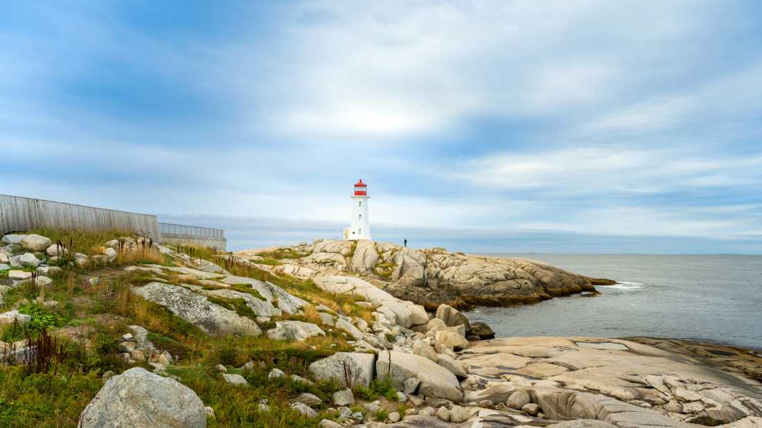Peggy’s Cove Lighthouse on Nova Scotia’s rugged Atlantic coast